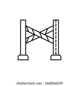 Alambrada, construcción, icono de barricada. Línea simple, esquema vectorial elementos de seguridad en el trabajo para ui y ux, sitio web o aplicación móvil