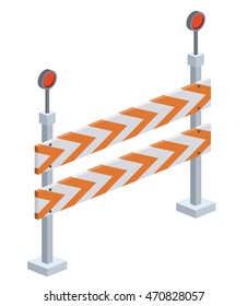 fence construction sign isometric icon vector illustration design