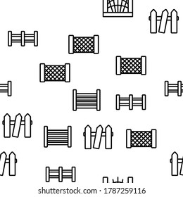 Fence Construction Vector Seamless Pattern Thin Line Illustration