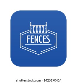 Fence decorative icon blue vector isolated on white background