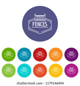 Fence decorative icons color set vector for any web design on white background