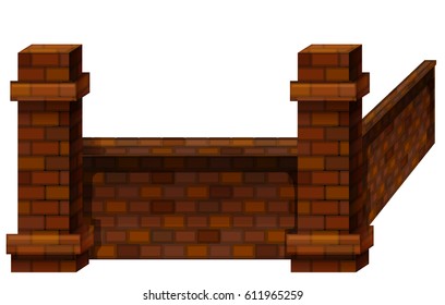 Fence design with bricks  illustration