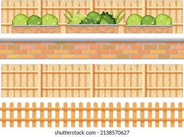 Fence design and pant on white background illustration