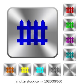 Fence engraved icons on rounded square glossy steel buttons