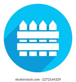 Icono de cerco plano. diseño de sombra larga. fondo azul.