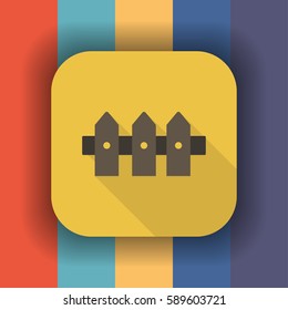 fence flat icon with long shadow, vector illustration