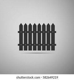 Fence flat icon on grey background. Vector Illustration