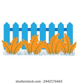 Fence with floral bushes illustration