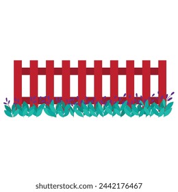 Fence with floral bushes illustration