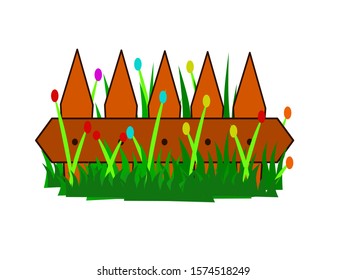 Fence flower illustration design vector. Fence flowers background wallpaper and clip art.