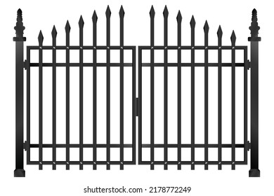 fence gate, iron gate vector isolated on white