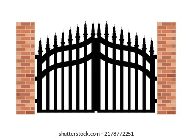 fence gate, iron gate vector isolated on white