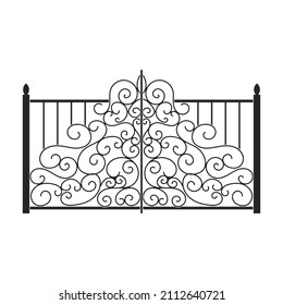 Fence gate vector icon. Black vector icon isolated on white background fence gate.