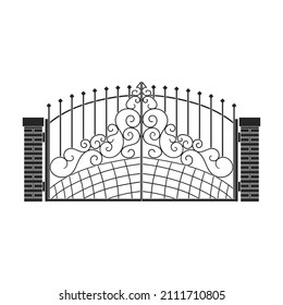 Fence gate vector icon.Black vector icon isolated on white background fence gate.