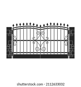 Fence gate vector icon.Black vector icon isolated on white background fence gate.