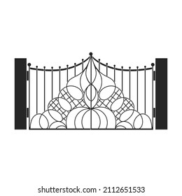 Icono vectorial de la puerta de la cerca.Icono vector negro aislado en la puerta de la valla de fondo blanca.