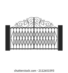 Icono vectorial de la puerta de la cerca.Icono vector negro aislado en la puerta de la valla de fondo blanca.
