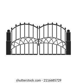 Fence gate vector icon.Black vector icon isolated on white background fence gate.
