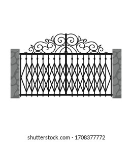 Icono vectorial de la puerta de cerco.Icono vectorial de caricatura aislado en la puerta de la valla de fondo blanca.