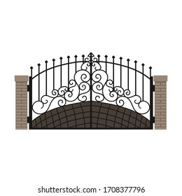 Icono vectorial de la puerta de cerco.Icono vectorial de caricatura aislado en la puerta de la valla de fondo blanca.