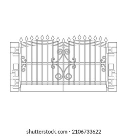 Fence gate vector icon.Outline vector icon isolated on white background fence gate.