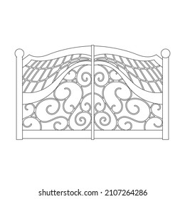 Zaun-Gate-Vektorsymbol.Rahmenvektorsymbol einzeln auf weißem Hintergrund Zaun-Gate.