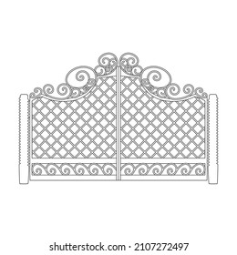 Fence gate vector icon.Outline vector icon isolated on white background fence gate.
