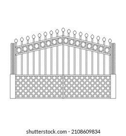 Fence gate vector icon.Outline vector icon isolated on white background fence gate.