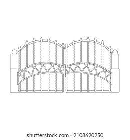 Fence gate vector icon.Outline vector icon isolated on white background fence gate.