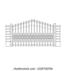 Icono vectorial de la puerta de la cerca.Icono del vector de contorno aislado en la puerta de la valla de fondo blanca.