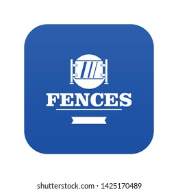Fence glass icon blue vector isolated on white background
