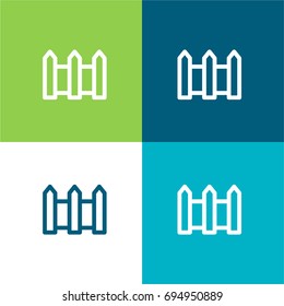 Fence green and blue material color minimal icon or logo design