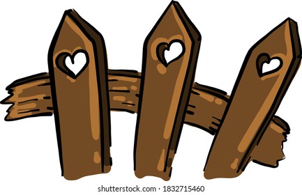 Valla con corazones, ilustración, vector sobre fondo blanco