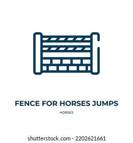 Fence for horses jumps icon. Linear vector illustration from horses collection. Outline fence for horses jumps icon vector. Thin line symbol for use on web and mobile apps, logo, print media.
