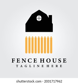 fence house vintage logo vector illustration design graphic