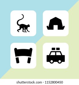 fence icon. 4 fence set with patrol, banner, zoo and shelter vector icons for web and mobile app