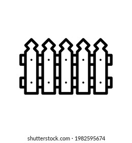 Fence icon. Black contour linear silhouette. Front vertical view. Vector simple flat graphic illustration. The isolated object on a white background. Isolate.