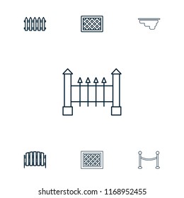 Fence icon. collection of 7 fence outline icons such as . editable fence icons for web and mobile.