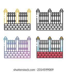 Fence icon design in four variation color