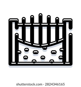 Fence icon featuring a security barrier, protecting an area or defining properties with a gate design, perfect for concepts of safety, restriction, and property separation