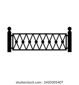 Fence icon. Fencing. Black silhouette. Horizontal front view. Vector simple flat graphic illustration. Isolated object on a white background. Isolate.