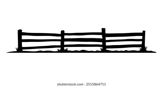 Fence icon. Fencing. Black silhouette. Horizontal front view. Vector simple flat graphic illustration. Isolated object on white background. Isolate.