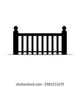 Fence icon. Fencing. Black silhouette. Horizontal front side view. Vector simple flat graphic illustration. Isolated object on white background. Isolate.