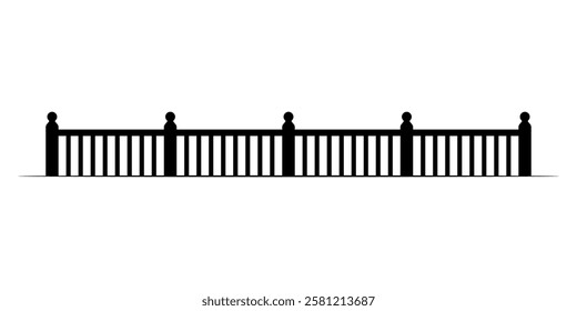 Fence icon. Fencing. Black silhouette. Horizontal front side view. Vector simple flat graphic illustration. Isolated object on white background. Isolate.