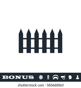 Fence icon flat. Black pictogram on white background. Vector illustration symbol and bonus button