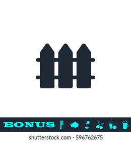 Fence icon flat. Black pictogram on white background. Vector illustration symbol and bonus button