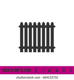 Fence icon flat. Black pictogram on white background. Vector illustration symbol and bonus button