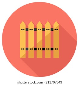 Fence icon. Flat design style modern vector illustration. Isolated on stylish color background. Flat long shadow icon. Elements in flat design.