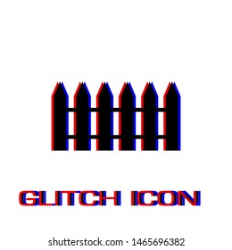 Fence icon flat. Simple pictogram - Glitch effect. Vector illustration symbol