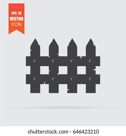 Fence icon in flat style isolated on grey background. For your design, logo. Vector illustration.